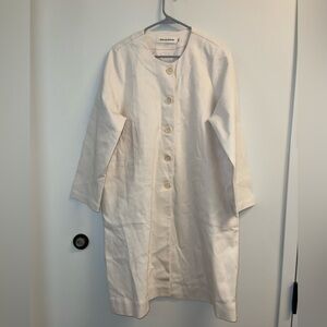 Open air museum Cream Button-Up Coat